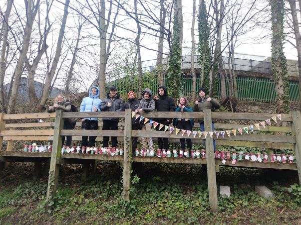 Allotment Launch--Kirklees College Students on the walk way