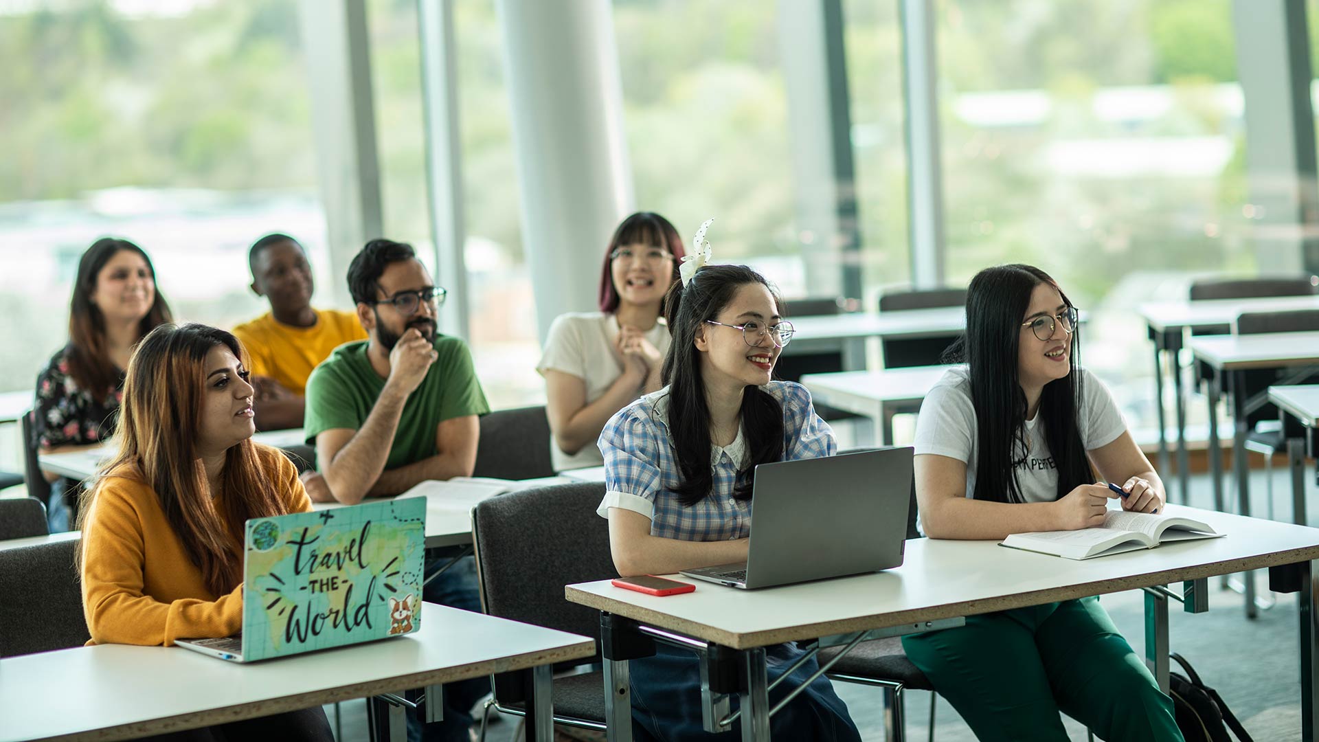 A group of students in a classroom 