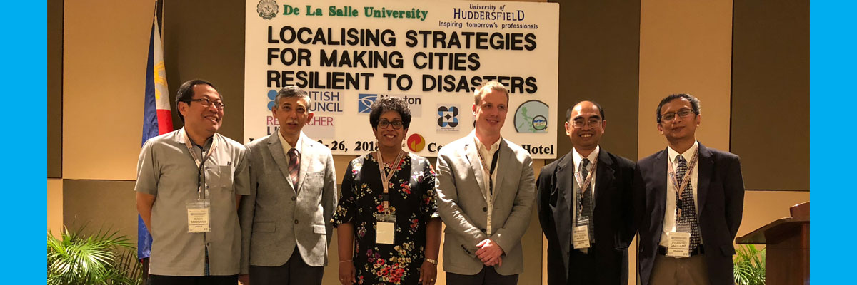 Professor Dilanthi Amaratunga and Professor Richard Haigh (centre) at the Philippines conference at De La Salle University