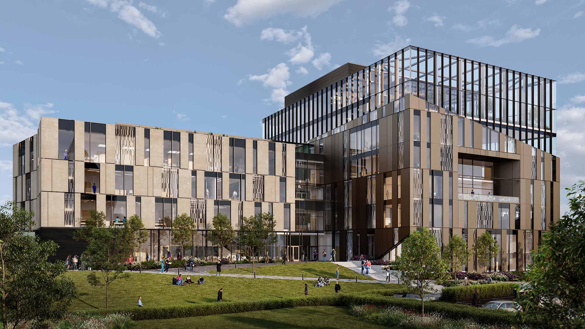 Artist impression of the Daphne Steele Building, part of the National Health Innovation Campus